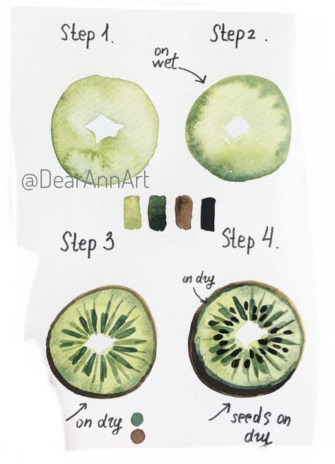 Hair Drawings, Drink Stickers, Watercolor Water, Learn Watercolor, Watercolor Food, Watercolor Tutorials, Watercolor Paintings For Beginners, Watercolor Fruit, 강아지 그림