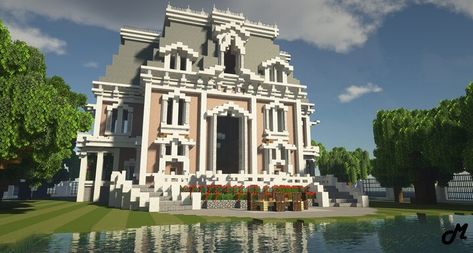 Minecraft Mansion Tutorial, Minecraft Palace, Mansion Minecraft, Minecraft Skyscraper, Minecraft Mansion, Minecraft House Plans, Victorian Mansion, Minecraft Modern, Bangunan Minecraft