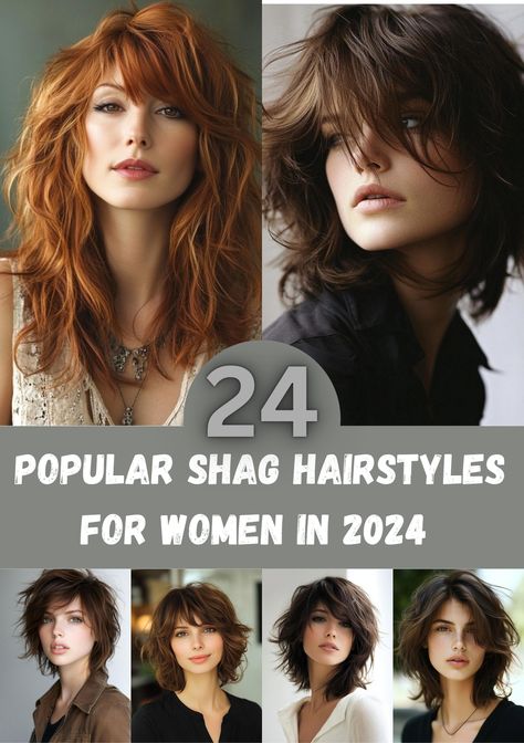 "Explore the hottest shag hairstyles for women in 2024 with these 24 trendy looks that bring out a fresh, edgy vibe. From tousled layers to textured bangs, these shag styles are designed to add volume and character, making them perfect for all hair types and face shapes. Ideal for those who love a carefree, modern look, these shags effortlessly combine style and attitude. Find the perfect shag haircut to stay on-trend and elevate your look this year!" Types Of Shag Haircuts, Popular Haircuts 2024 Women, Ways To Style Straight Hair, Style Straight Hair, Tousled Layers, Chin Length Cuts, Straight Hairstyle, Textured Bangs, Single Braid