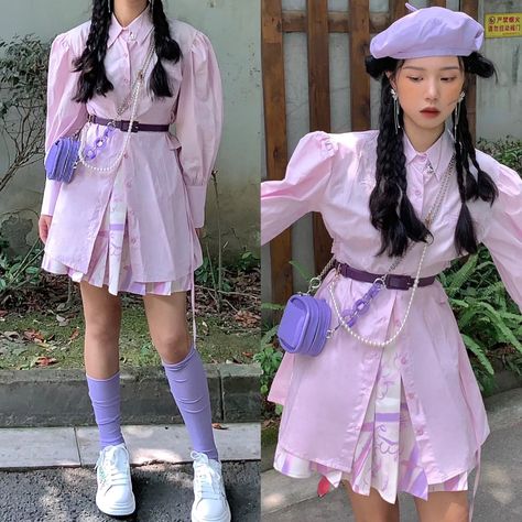 Inspo Fits, Outfit References, Asian Street Style, Purple Outfits, Clothes Aesthetic, Fashion Mood Board, Pastel Purple, Fun Fashion, Really Cute Outfits