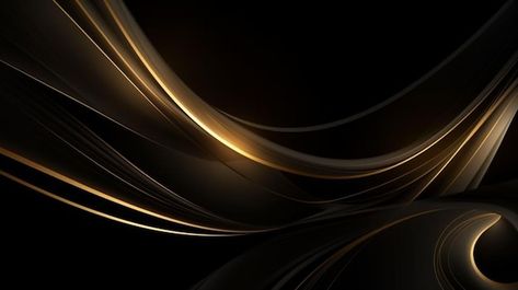 Photo abstract black and gold lines back... | Premium Photo #Freepik #photo #smooth #wave-illustration #light-wave #light-banner Gold Lights Aesthetic, Black Gold Texture, Black And Gold Background, Background Banner Design, Wave Light, Gold And Black Background, Black And Gold Aesthetic, Lines Background, Birthday Posters