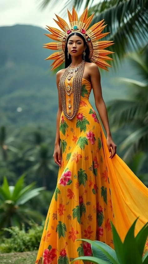 Tropical Princess, Luxurious Dresses, Preformance Outfits, Tropical Style, Dresses 2024, Tropical Vibes, Lush, The Top, Paradise