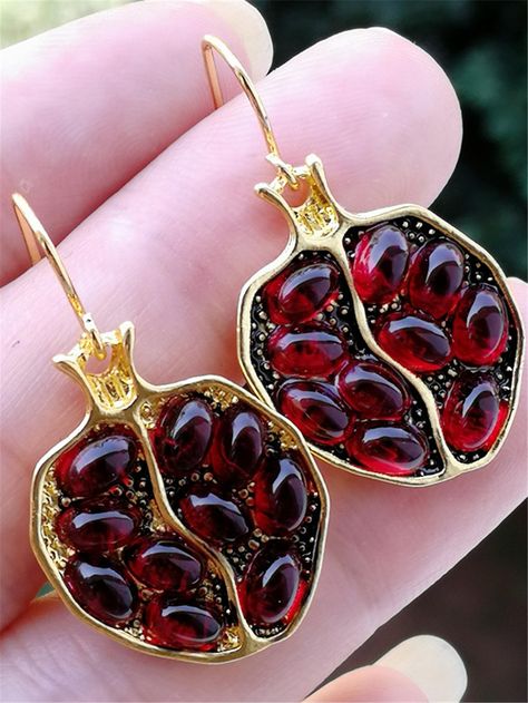 Rhinestone Decor Pomegranate Drop Earrings | SHEIN USA Pomegranate Earrings, Pomegranate Jewelry, Vintage Style Earrings, Rhinestone Decor, Stunning Earrings, Stylish Jewelry, Pendant Earrings, Chandelier Earrings, Granada