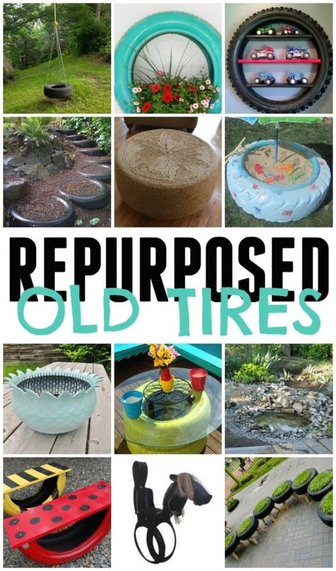 How to repurpose old tires into something beautiful! Tires Repurposed, Repurpose Old Tires, Tire Ideas, Tire Projects, Repurposed Tire, Reuse Old Tires, Tire Craft, Tire Garden, Tire Art