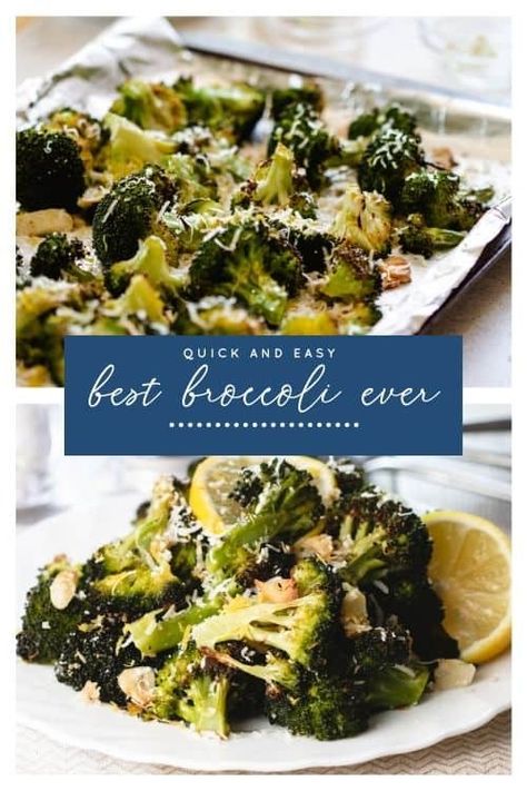 Roasted Fresh Broccoli with garlic, lemon, and Parmesan Cheese, this side dish recipe is sure to be the Best Broccoli of Your Life! #RoastedBroccoli #Broccoli #BestBroccoli #ParmesanCheese #Lemon #Garlic #SideDish #Recipe #ErrensKitchen Lemon Roasted Broccoli, Lemon Broccoli Recipes, Brócoli Side Dish, Best Broccoli Recipes, Recipes With Fresh Broccoli, Yummy Broccoli Recipes, Brocolini Recipes Easy, Cooked Broccoli Recipes, Broccolini Recipe Side Dishes