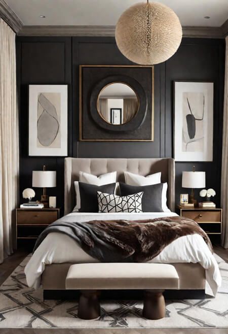 How to Decorate with Neutral Colors and Not Look Boring Black And Cream Bedroom, Cream And White Bedroom, Black Walls Bedroom, Christmas Homescreen Aesthetic, Taupe Bedroom, Black White Bedrooms, Bedroom Upgrade, Beige Bedroom, Christmas Homemade