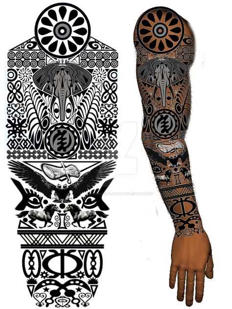 Adinkra Tattoo, African Warrior Tattoos, African Sleeve Tattoo, Tato Tradisional, Africa Tattoos, Backpiece Tattoo, African Tattoo, Tattoo Prices, Warrior Tattoos