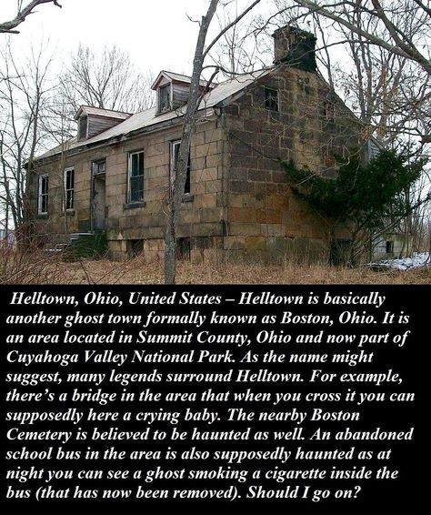 Helltown, Ohio Abandoned Ohio, Mysterious Places On Earth, Old Abandoned Buildings, Cuyahoga Valley National Park, Ohio Travel, Creepy Places, Spooky Places, Creepy Facts, Most Haunted Places