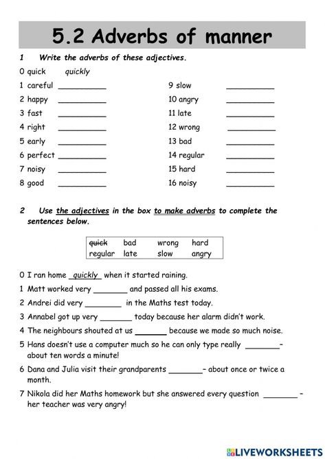 Adverb Worksheet Grade 5, Verb And Adverb Worksheet, Class 6 English Worksheet, Adverb Worksheet For Class 3, Adverbs Worksheet Class 5, Adverb Of Manner Worksheet, Teaching Adverbs, Adverbs And Adjectives, Adverbs Of Manner