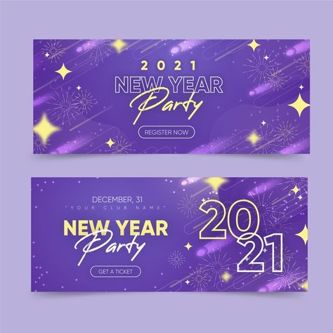 New Year Banner Design, Party Banner Template, Banners Template, Happy New Year Banner, New Year Banner, Party Banners, New Years Party, Commercial Design, Banner Template