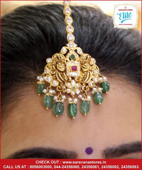 Tikka Jewelry Indian Gold, Gold Tikka Jewelry, Papidi Billa, Gold Tikka, Tikka Designs, Tikka Jewelry, Maang Tika, Mang Tikka, Neck Pieces Jewelry