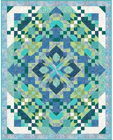 Create a Striking Quilt from Batiks - Quilting Digest Twin Size Quilt Pattern, Quilting Hacks, Monochromatic Quilt, Blue Quilt Patterns, Twin Size Quilt, Quilting Digest, Ocean Reef, 3d Quilts, Quilting Designs Patterns