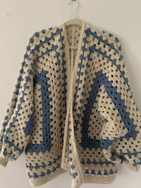 Hexagon Cardigan Crochet Pattern Free, Granny Square Hexagon Cardigan, Crochet Cropped Cardigan Pattern, Hexagon Granny Square Cardigan, Crochet Hexagon Sweater, Hexagon Crochet Cardigan, Granny Hexagon Cardigan, Blue Crochet Cardigan, Hexagon Cardigan Crochet