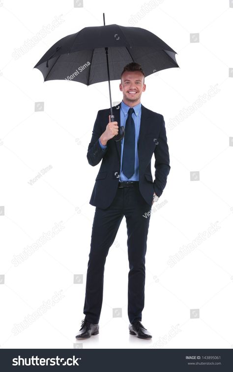 Guy Holding Umbrella, Umbrella Pose, Man Pose, Holding Umbrella, Black Umbrella, Smiling Man, Under My Umbrella, Male Poses, Business Man