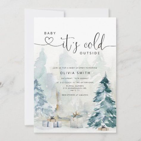 Winter Baby Shower Themes, Winter Baby Shower Invitations, Outside Baby Showers, Baby Its Cold, Gender Neutral Baby Shower Invitations, Its Cold, Floral Baby Shower Invitations, Baby It's Cold Outside, Shower Themes