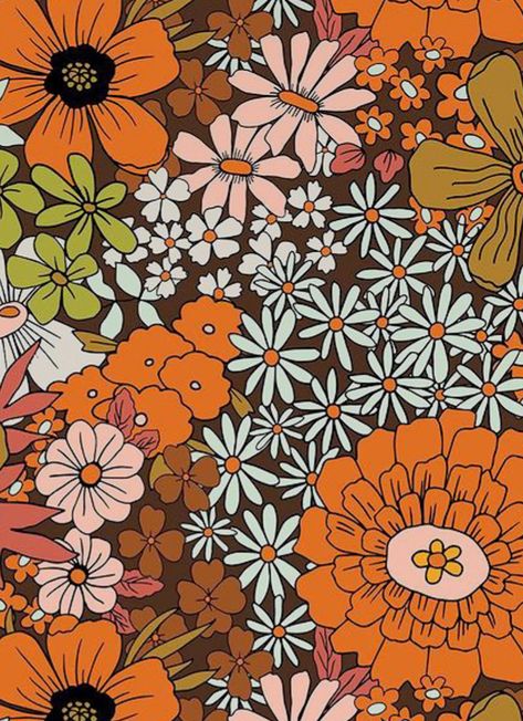 70 Flower Pattern, Retro Flower Background, 70s Flowers, 70's Art, 60s Wallpaper, 60s Flower Pattern, 70s Wallpaper, 70s Paisley Print, 70s Flower Pattern Retro Wallpaper