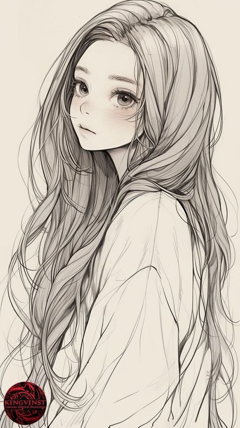 Mushroom Drawing Anime Side View, Beautiful Pencil Sketches, Long Hair Drawing, Side View Drawing, Easy Landscape, Persona Anime, How To Draw Anime, Doll Drawing, Manga Hair