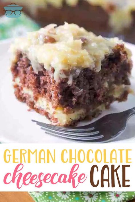 Chocolate Cheesecake Cake, German Chocolate Cheesecake, Cheesecake Cake Recipes, Homemade Frosting, Cheesecake Cake, Salty Cake, Cheesecake Filling, German Chocolate Cake, German Chocolate