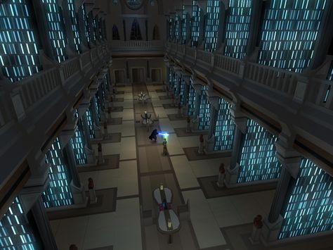 Great Jedi Library Remastered Jedi Living Quarters, Coruscant Jedi Temple, Jedi Library, Jedi Aesthetic, Jedi Academy, Jedi Temple, Star Wars Aesthetic, Jedi Order, Star Wars Concept Art