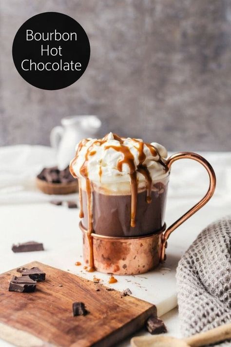 There is nothing better than warming up with a mug of bourbon hot chocolate #hotchocolate #bourbon #wintercocktails Spiked Hot Chocolate Recipe, Spiced Hot Chocolate Recipe, Bourbon Hot Chocolate, Spiked Hot Chocolate, Bourbon Cream, Hot Cocktails, Chocolate Bourbon, Cocoa Recipes, Winter Cocktails