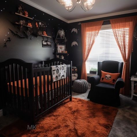 Horror Themed Nursery, Horror Nursery Theme, Goth Maternity, Gothic Victorian House, Gothic Baby, Goth Baby, Baby Witch, Life Board, Dark Interiors