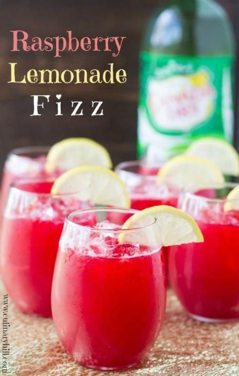 Raspberry Lemonade Fizz Recipe | Culinary Hill #shop Raspberry Lemonade Recipe, Fruity Drinks, Raspberry Lemonade, Jello Shots, Punch Recipes, Family Food, Drinks Alcohol Recipes, Signature Drinks, Smoothie Drinks