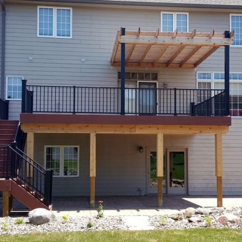 Deck Ideas For Small Backyards, Deck Ideas On A Budget, 2nd Story Deck, Ideas For Small Backyards, Backyard Deck Ideas, Small Backyard Decks, Two Level Deck, High Deck, Deck Addition