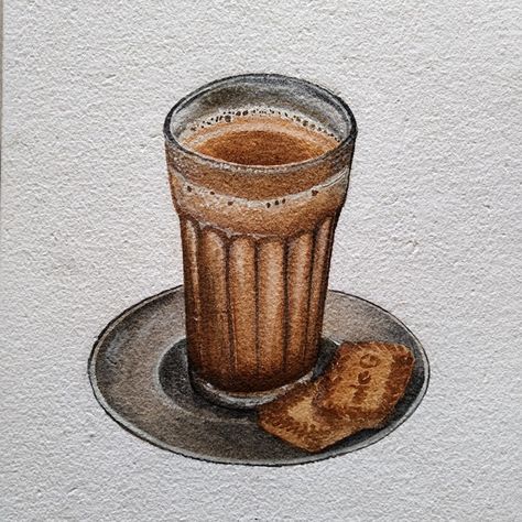 Chai Illustration, Chai Painting, Summer Paintings, Colour Painting, Summer Painting, Ganesha Painting, Water Colour, Ganesha, Food Art