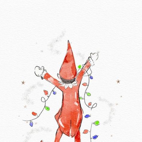 Lucy Claire Dunbar on Instagram: "Let the magic begin! I have fallen down a rabbit hole of Elf on the Shelf ideas that have had me howling. Honestly you are all so innovative. What’s the best elf on the shelf idea you’ve had?! #illustration #watercolor #elfontheshelf #elfontheshelfideas #elfontheshelfinspiration" Elf With Christmas Lights, Elf On The Shelf Drawing Ideas, Christmas Elf Art Illustration, Elf On The Shelf Illustration, Christmas Elf Painting, Elf On The Shelf Wallpaper, Elf On The Shelf Painting, Elf On The Shelf Drawing, Christmas Elf Drawing