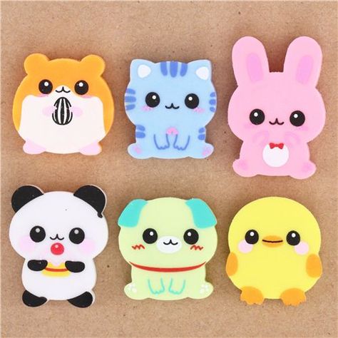 Cute Erasers Kawaii, Kawaii Erasers, Cute Erasers, Japanese School Supplies, Japanese Erasers, Animal Erasers, Japan Crafts, Kawaii School Supplies, Japan Kawaii