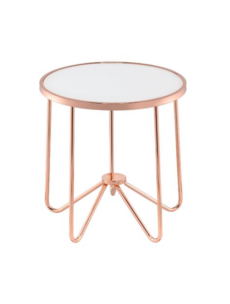 Rose Gold Furniture, Rose Gold Rooms, Rose Gold Office, Rose Gold Bedroom, Bedside Table Round, Gold End Table, Gold Room Decor, Glass Top End Tables, Gold Rooms