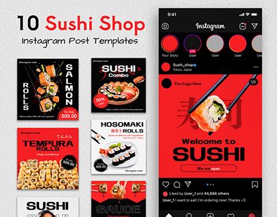 Sushi Template, Sushi Sauce, Food Promotion, Restaurant Social Media, Salmon Sushi, Facebook Templates, Sushi Restaurant, Template Social Media, Sushi Restaurants