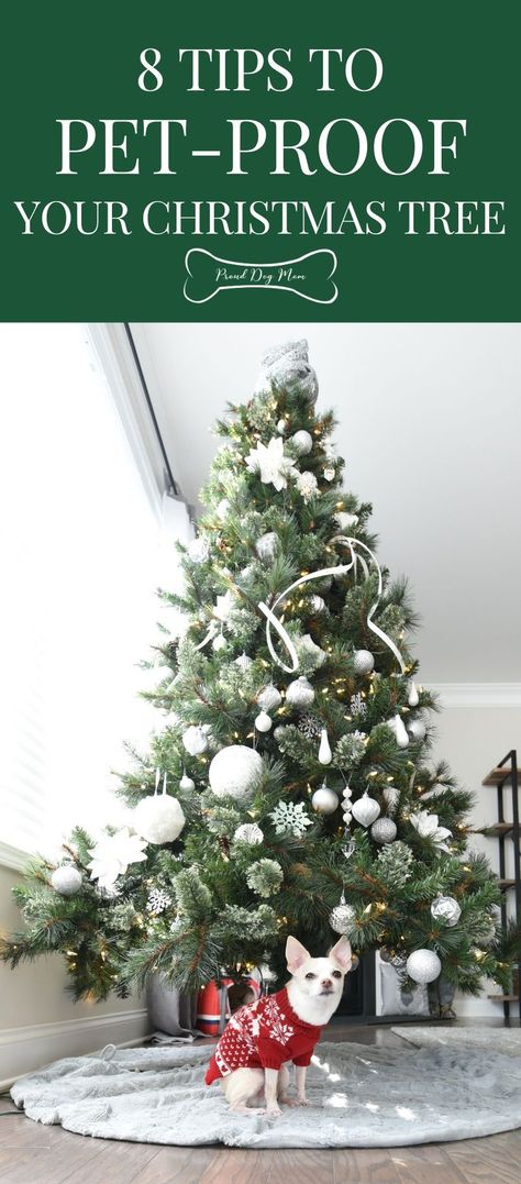 8 Tips to Pet-Proof Your Christmas Tree | Dog Holiday Tips | Dog Friendly Christmas Decorations, Christmas Tree Pet Proof, Pet Friendly Christmas Decorations, Christmas Tree For Dogs, Christmas Tree Protection From Dog, Pet Friendly Christmas Tree, Dog Friendly Christmas Tree, Protect Christmas Tree From Dog, Puppy Proof Christmas Tree Ideas