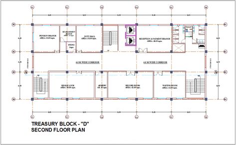 Second floor plan of treasury block D for admin building dwg file Admin Building Floor Plan, Administration Building Floor Plan, Admin Block Plan, Admin Block Plan Architecture, Admin Building, Second Floor Plan, Block Plan, Record Room, Dance Workshop