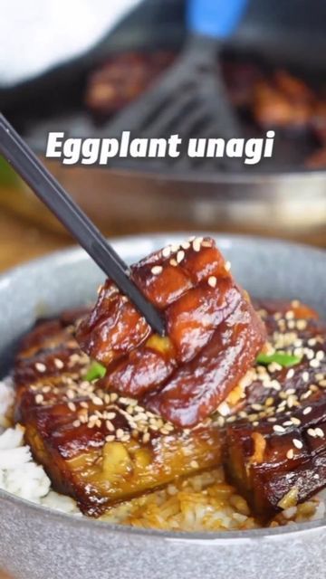 Eggplant Unagi, Plant Based Cookbook, Tasty Vegetarian Recipes, Vegan Dinner Recipes, Vegan Foods, Tempura, Delicious Vegan Recipes, Cut It, Vegan Dishes