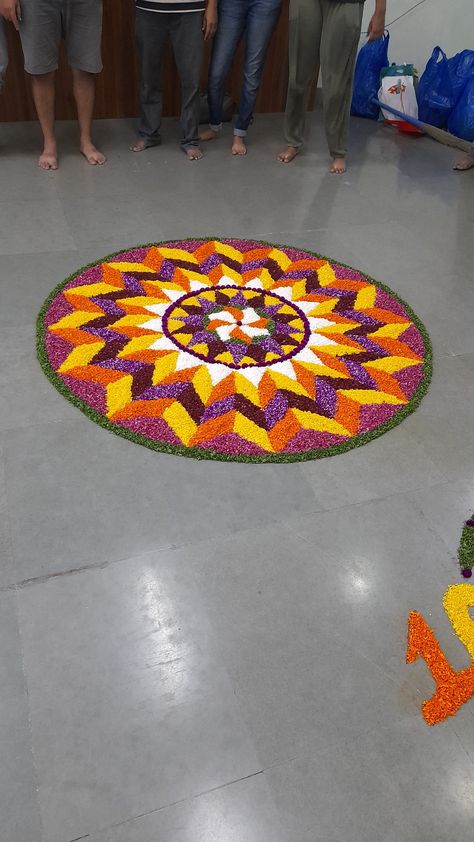 Onam Flower Carpet, Onam Pookalam Design, Onam Pookalam, Pookalam Design, Onam Outfits, Flower Carpet, Geometry Symbols, Diwali Decorations At Home, Sacred Geometry Symbols