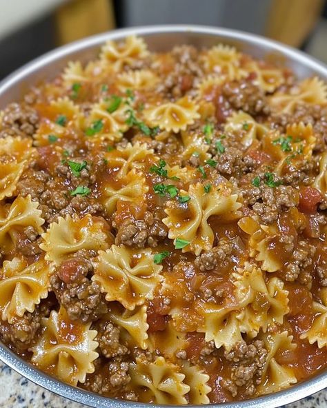 Emily Recipes Bow Tie Pasta With Ground Beef, Ground Beef Bowtie Pasta Recipes, Beef And Bowtie Pasta Recipe, Ground Beef And Bow Tie Pasta, Creamy Beef And Bowtie Pasta, Creamy Beef Bowtie Pasta, Creamy Bowtie Pasta With Ground Beef, Creamy Beef And Bow Tie Pasta, Creamy Bowtie Pasta