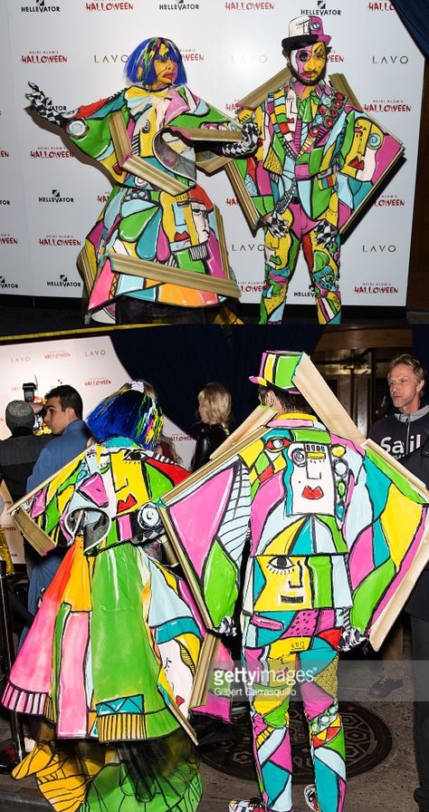 Pablo Picasso's paintings, costume by Christian Siriano and Brad Walsh in Heidi Klum's 16th annual Halloween Party Picasso Costume, Painting Costume, Cubism Painting, Annual Halloween Party, Pablo Picasso Paintings, A Wrinkle In Time, Picasso Paintings, Christian Siriano, Heidi Klum