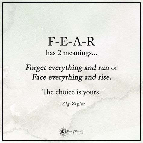 Some thing to think about and ponder  #zigziglar #therealjt98 Fear Has Two Meanings, Fear Meaning, Adversity Quotes, Face Everything And Rise, Fear Quotes, Power Of Positivity, Do Not Fear, Inspirational Thoughts, Word Of The Day