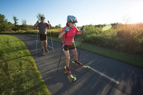 How to roller ski: A Minnesota teacher’s workout centers around the 70 miles of trails in the Three Rivers Park District outside Minneapolis, where she goes year-round to run, roller ski and cross-country ski. Roller Skiing, Roller Skis, Christine Taylor, Nordic Skiing, Cross Country Skier, Inline Skate, River Park, Inline Skating, Three Rivers