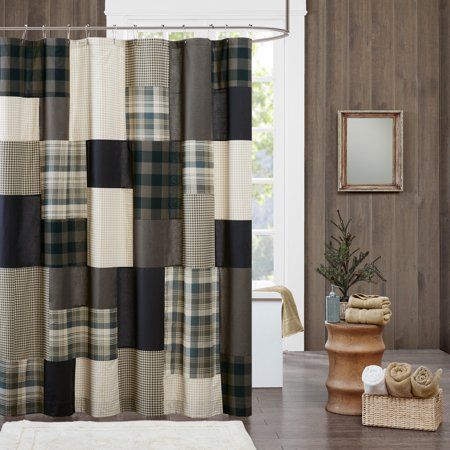 Cabin Shower Curtain, Primitive Shower Curtains, Rustic Bathroom Accessories, Rustic Shower Curtains, Plaid Shower Curtain, Farmhouse Shower Curtain, Farmhouse Shower, Cotton Shower Curtain, Lodge Cabin