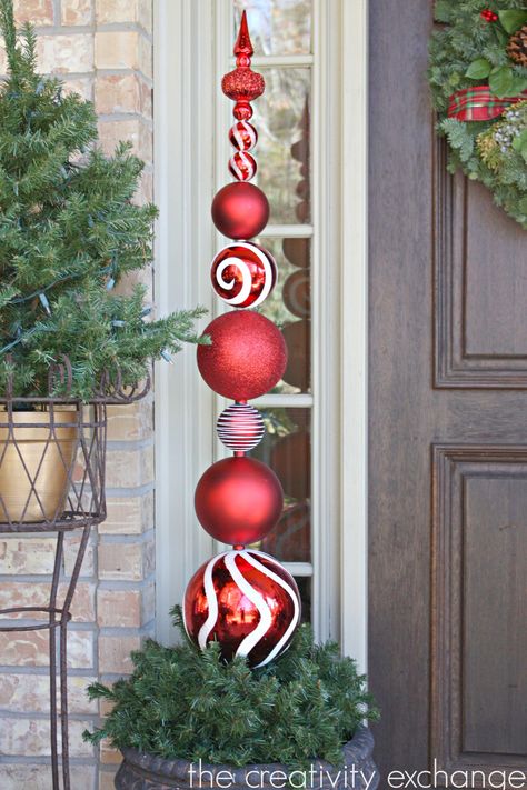 Ornament Topiary, The Creativity Exchange, Christmas Topiary, Minimalist Christmas Tree, Christmas Decor Ideas Diy, Pencil Christmas Tree, Christmas Porch Decor, Traditional Christmas Tree, Christmas Decorations Diy Outdoor