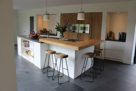 Wooden Kitchens, Kitchen Island Storage, Modern Kitchen Island, Handmade Kitchens, Kitchen Room Design, Kitchen Inspiration Design, Kitchen Diner, Wooden Kitchen, Open Plan Kitchen