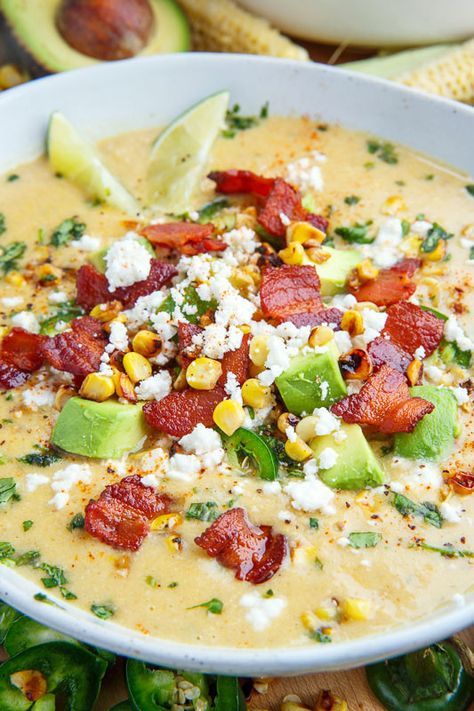 Mexican Street Corn Soup Mexican Street Corn Soup, Street Corn Soup, Comforting Meals, Corn Soup Recipes, Coconut Bacon, Corn Soup, Mexican Street Corn, Soup And Stew, Street Corn