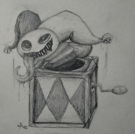 Creepy jack in the box Jack In The Box Tattoo, Box Drawing, Jack In The Box, Creepy Art, Tattoo Design, Drawing Ideas, The Box, Tattoo Designs, Musical