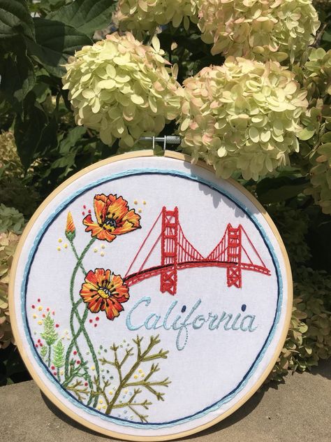 San Francisco Embroidery, California Embroidery, Snitches Get Stitches, Embroidery Pants, Embroidery Alphabet, Embroidery Letters, Cross Stitch Needles, Floral Letters, Needle Art