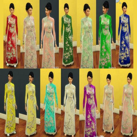 Women's - Vietnamese Dress (Áo Dài) | SimsWorkshop Sims Stories, Vietnamese Clothing, National Clothes, Vietnamese Dress, Clothing Female, Sims 4 Downloads, Sims 4 Update, Sims 4 Cc Finds, Sims 4 Clothing