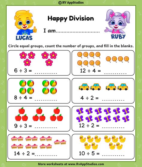 Division Worksheets Grade 3, Coloring For Beginners, Class 1 Maths, Division Activities, Letter Writing Practice, Reading Comprehension For Kids, Division Worksheets, 2nd Grade Worksheets, Activities Worksheet