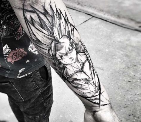 Gohan tattoo by Inne Tattoo #UltraCoolTattoos Gohan Tattoo Ideas, Drag Tattoo, Dragonball Z Tattoo, Dragonball Tattoo, Goku Tattoo, Shen Long Tattoo, Tattoos Masculinas, Dbz Tattoo, Gohan Ssj2