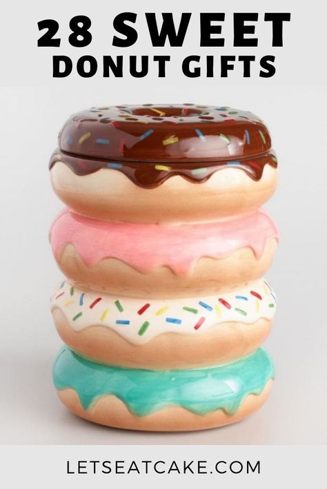 From phone cases and donut socks to cute doughnut earrings, these donut gift ideas are perfect for anyone who loves fried dough. #donuts #gifts #giftsforher #giftsforhim Donut Gift Ideas, Housewarming Gift Ideas First Home, Cute Doughnut, Donut Tray, Donut Socks, Donut Gifts, Housewarming Gift Ideas, Donut Decorations, Ceramic Cookie Jar